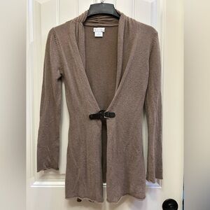 Bibelot Taupe Open Front Cashmere Cardigan, Small
